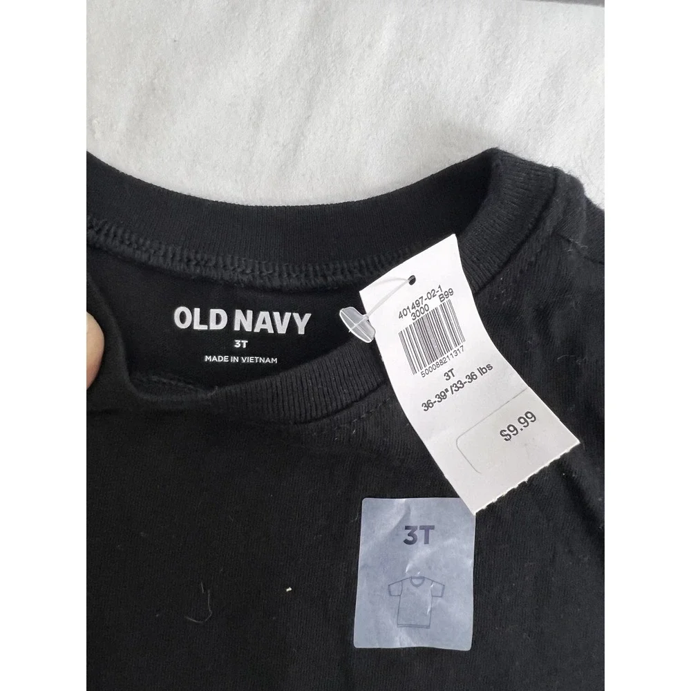 Old Navy Shirt Boys 3T Black Short Sleeve Basic Tee‎ New Cotton Casual Crewneck